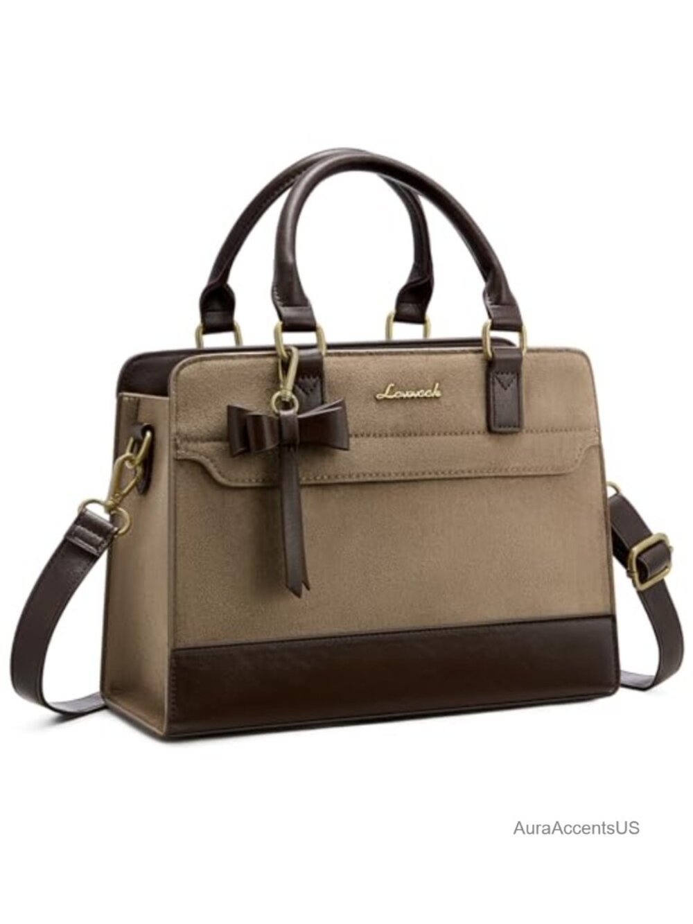 Faux Suede Satchel Handbag with Zipper | Women's Leather Tote Purse
